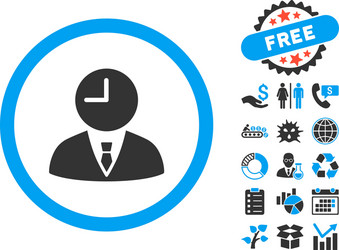 Time manager flat icon with bonus vector