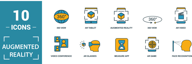 ar and vr icon set include creative elements vector image