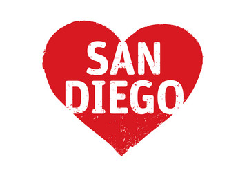 red grunge heart stamp i love san diego outline vector