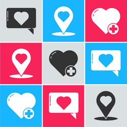 Set like and heart map pointer vector