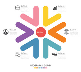 infographics arrow shape with 6 number data vector image