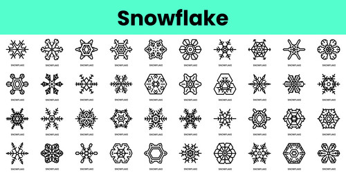 set of snowflake icons linear style icon bundle vector image