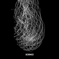 Array with dynamic particles 3d technology style vector