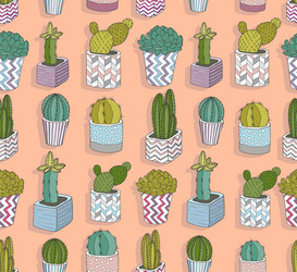 cute seamless cactus pattern vector