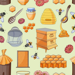 honey pattern design with apiary sketch elements vector image