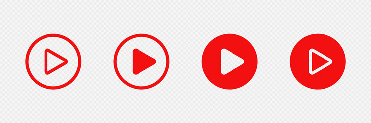 red play buttons on transparent background web vector image