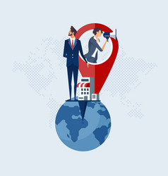 business team with map pointer to share location vector image