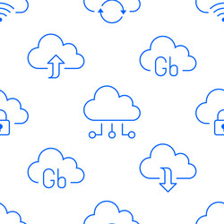 Cloud data storage seamless pattern with line vector