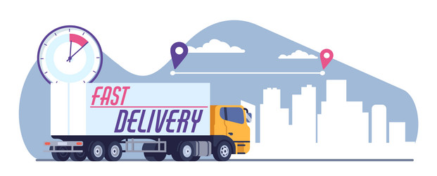 fast delivery cargo truck transportation quickly vector