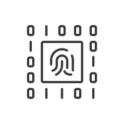 fingerprint code icon in line design vector image