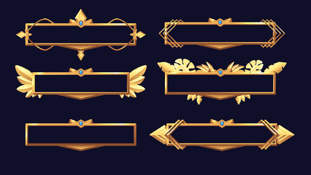 Golden empty decorated metal frames for game ui vector