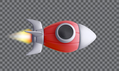 red realistic rocket isolated on transparent vector