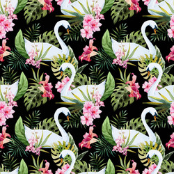 Watercolor Swan Pattern Vector Image