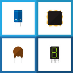 icon flat electronics set of microprocessor vector image