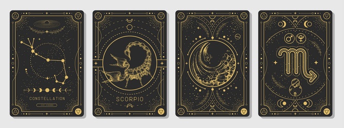 Scorpio Zodiac Tarot Cards Vector Image