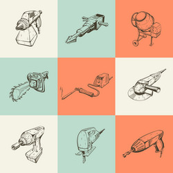 set of nine with building tools vector image