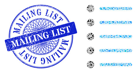 grunge mailing list badge and triangle items vector image