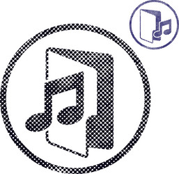 Music folder icon with halftone dots print texture vector