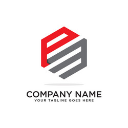 p and m hexagonal logo design template initial vector image