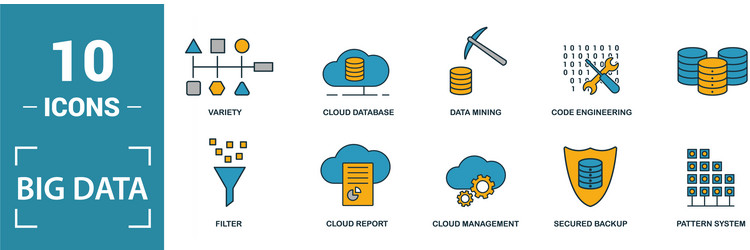 Big data icon set include creative elements cloud vector