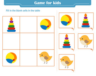 logic game for children fill in blank cells vector image