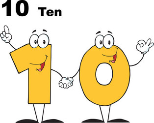 Number ten cartoon character Royalty Free Vector Image