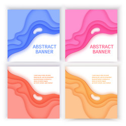 paper cut background set with 3d slime abstract vector image
