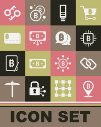 Set bitcoin chain link cpu mining farm usb vector