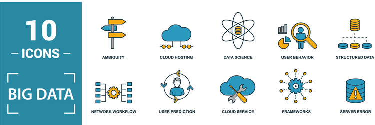 big data icon set include creative elements cloud vector image