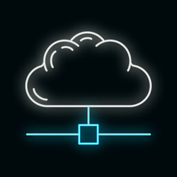 Data exchange cloud icon glow neon style remote vector