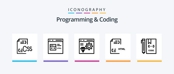 programming and coding line 5 icon pack including vector image
