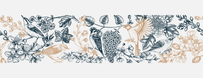 spring seamless pattern in sketched style hand vector image