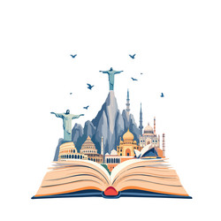 ai-generated open book showing famous landmarks vector image