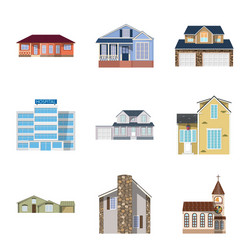 design of building and front icon set vector image