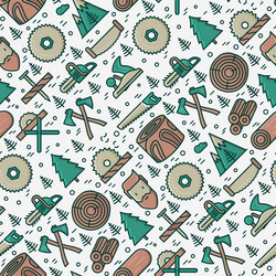 Logging and lumberjack with beard seamless pattern vector