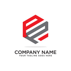 p and hexagonal logo design template initial vector image