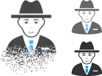 dissolving pixelated halftone agent icon with face vector image