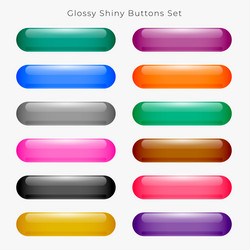 glossy wide round web buttons set vector image