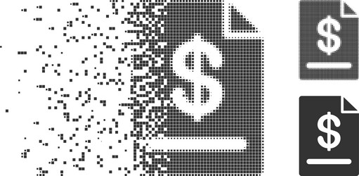 Invoice dissolved pixel halftone icon vector