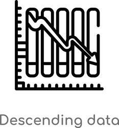 Outline descending data analytics line graphic vector