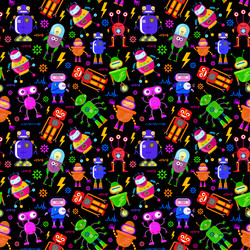 Robotic Pattern - Cute Robots vector image