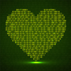 Abstract glowing heart binary code digital vector