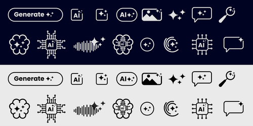 artificial intelligence icons ai brain tech chip vector image