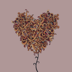 Background with abstract heart curls vector