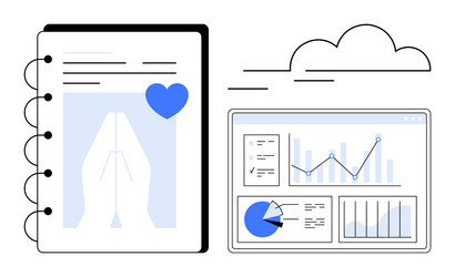 digital analytics dashboard and document vector image