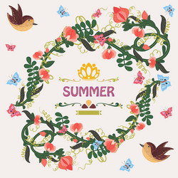 Floral Doodle Frame with Sweet Peas Vector Image