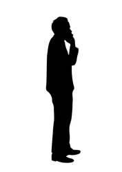 graphics silhouette business man hold smartphone vector image