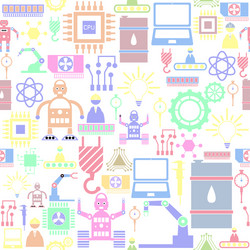 Robot seamless pattern background icon vector