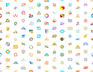 seamless pattern with abstract logos vector image