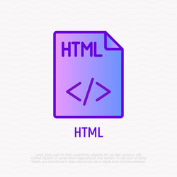 Html file format thin line icon modern vector